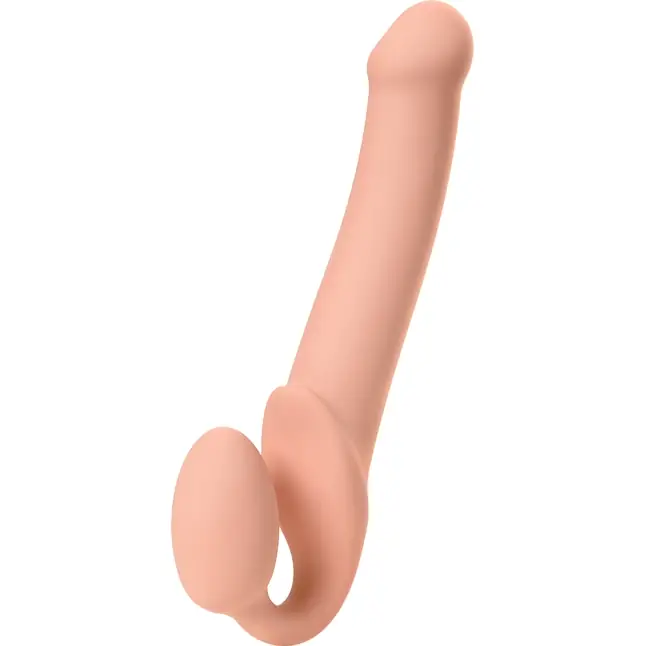 Телесный безремневой страпон Silicone Bendable Strap-On - size L