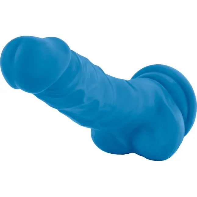 Голубой реалистичный фаллоимитатор на присоске NEO 7.5INCH DUAL DENSITY COCK W. BALLS - 19 см - Neo. Фотография 5.