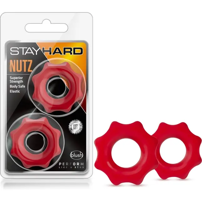 Набор из 2 красных фигурных эрекционных колец NUTZ - Stay Hard
