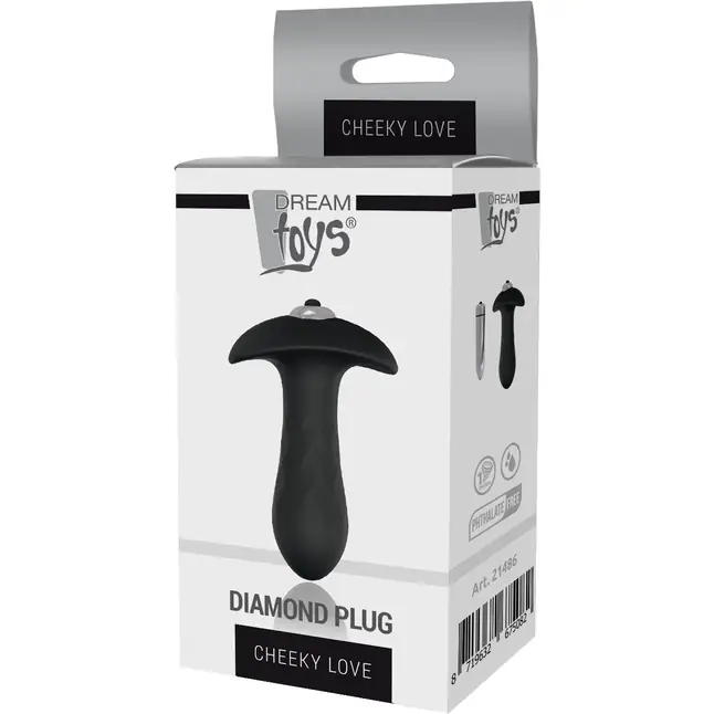 Черная анальная вибровтулка Single Speed Diamond Plug - 10 см - Essentials. Фотография 5.
