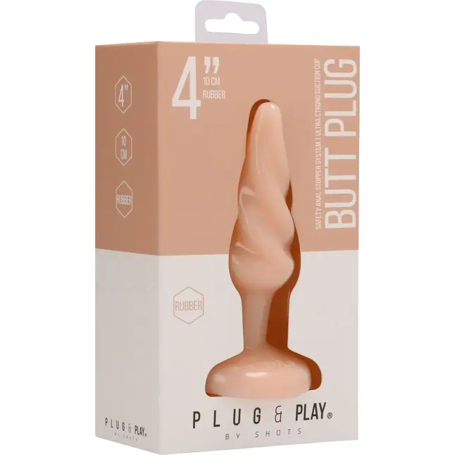 Телесная витая анальная пробка Rounded 4 Inch - 10 см - Plug   Play. Фотография 7.