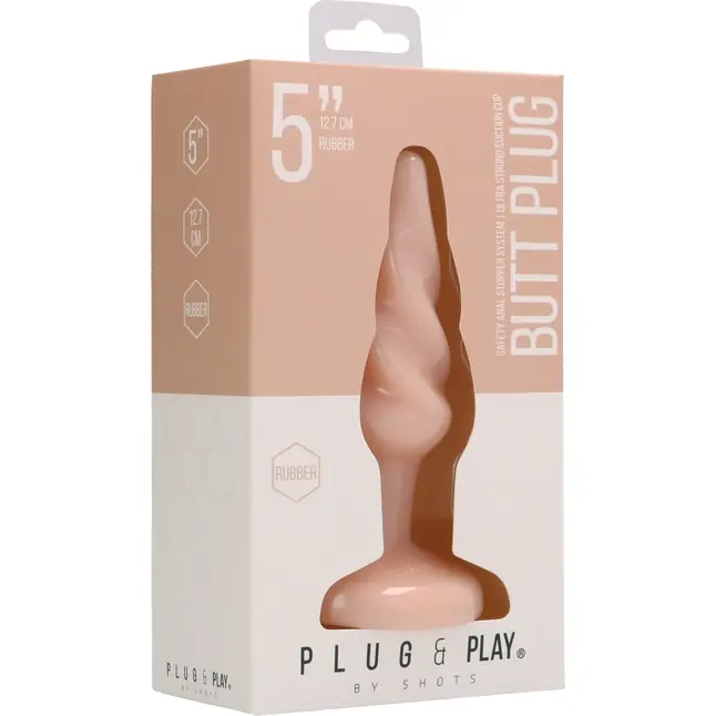 Телесная витая анальная пробка Rounded 5 Inch - 12,7 см - Plug   Play. Фотография 7.