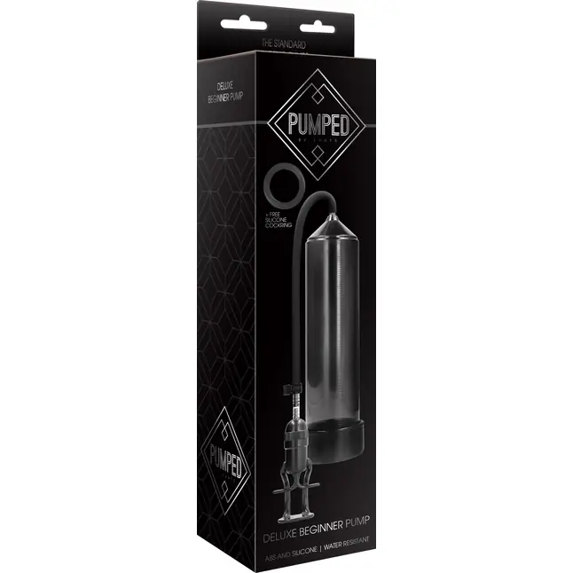 Черная вакуумная помпа для мужчин с насосом в виде поршня Deluxe Beginner Pump - PUMPED. Фотография 9.