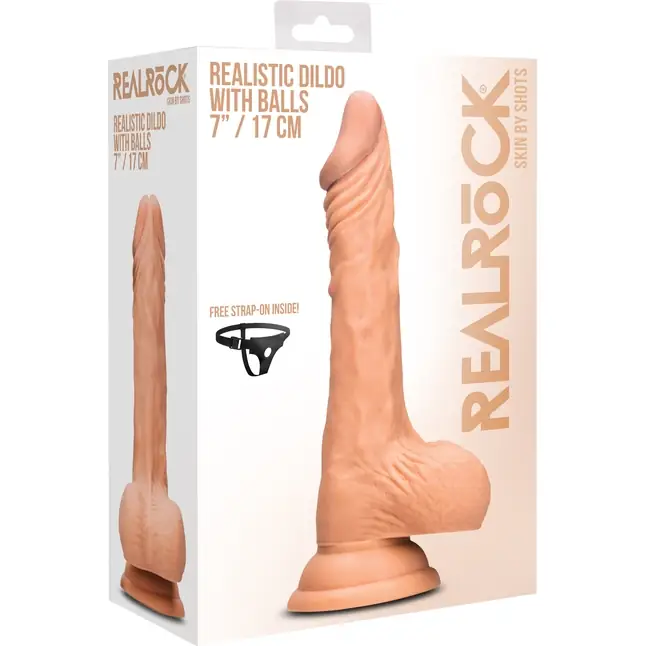 Телесный фаллоимитатор Realistic Dildo With Balls - 17 см - RealRock. Фотография 6.