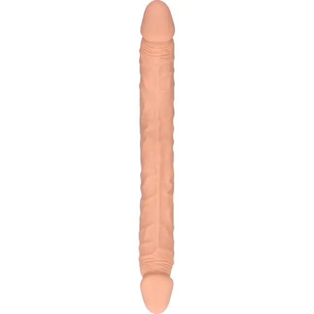 Телесный двусторонний фаллоимитатор Double Dong - 36 см - RealRock. Фотография 3.