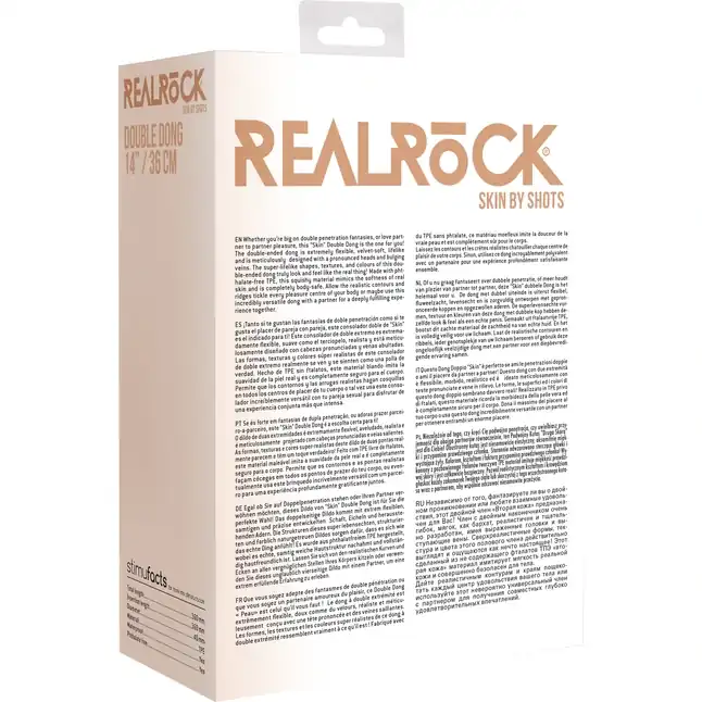 Телесный двусторонний фаллоимитатор Double Dong - 36 см - RealRock. Фотография 6.