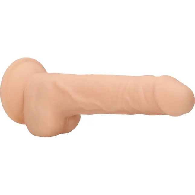 Телесный фаллоимитатор Silicone Dildo With Balls - 24 см - RealRock. Фотография 5.
