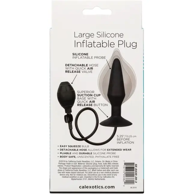 Расширяющаяся анальная пробка со съемным шлангом Large Silicone Inflatable Plug - 13,25 см - Anal Toys. Фотография 3.