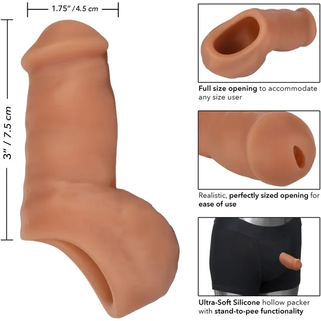 Коричневый фаллоимитатор для ношения Packer Gear Ultra-Soft Silicone STP Packer. Фотография 9.