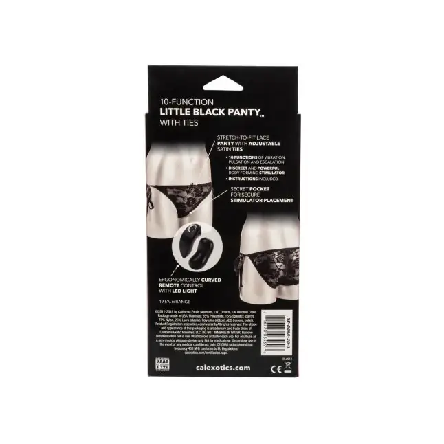 Черные кружевные трусики с вибростимулятором 10-Function Little Black Panty with Ties. Фотография 3.