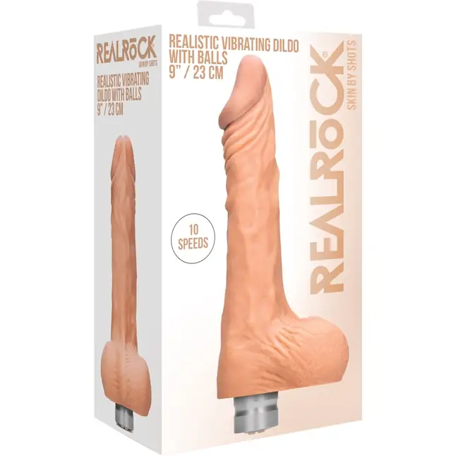 Телесный вибратор Vibrating Dildo With Balls - 23 см - RealRock. Фотография 5.