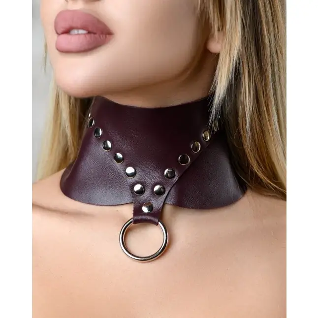 Бордовый широкий ошейник Wide Collar Maroon - Lady s Arsenal. Фотография 2.