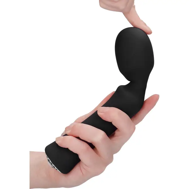 Черный универсальный массажер Wand Pearl - 20 см - Discretion. Фотография 4.