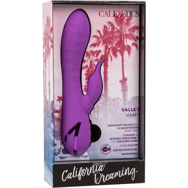Фиолетовый вибратор-кролик Valley Vamp - 21,5 см - California Dreaming. Фотография 10.