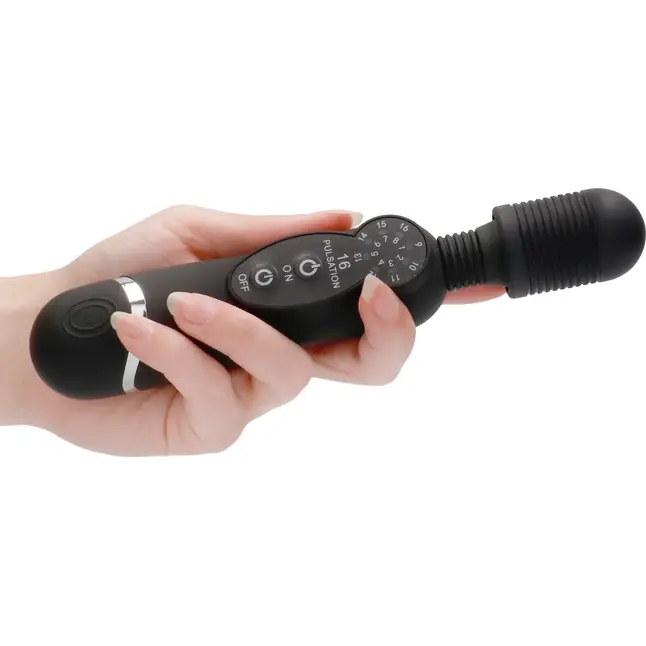 Черный универсальный массажер Silicone Massage Wand - 20 см - Shots Toys. Фотография 4.