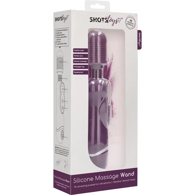 Фиолетовый универсальный массажер Silicone Massage Wand - 20 см - Shots Toys. Фотография 7.