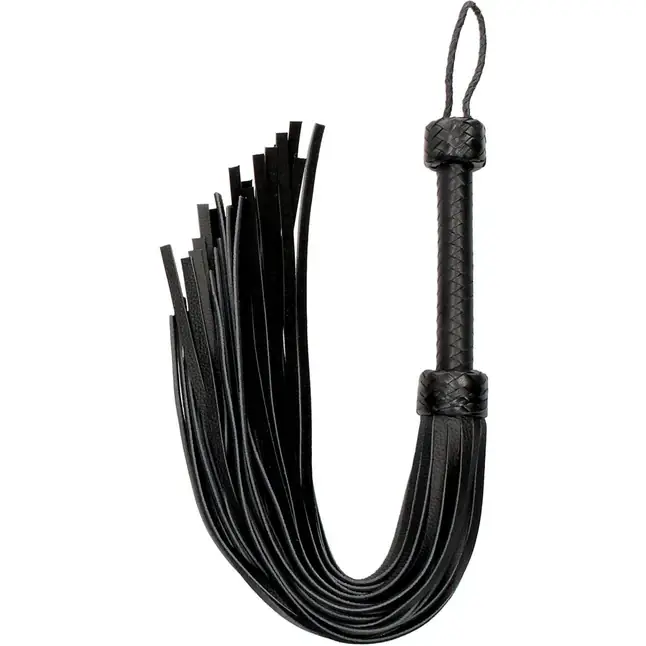 Черная многохвостая гладкая плеть Heavy Leather Tail Flogger - 76 см - Ouch!