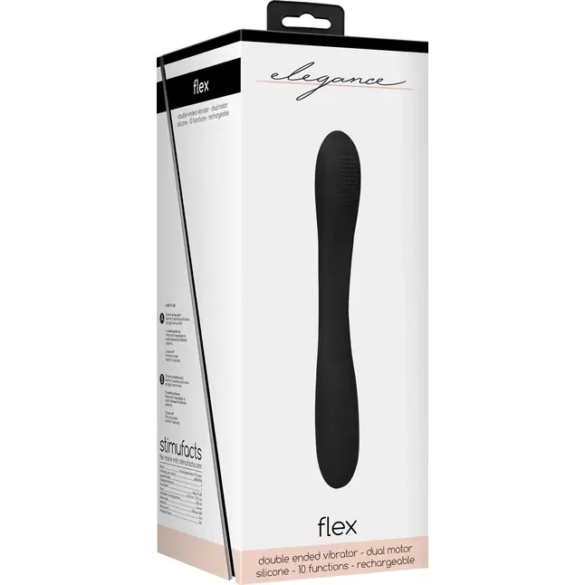 Черный двухсторонний вибратор Flex - 21,5 см - Elegance. Фотография 12.