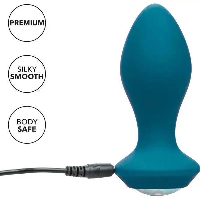 Бирюзовая анальная вибропробка с кристаллом Power Gem Vibrating Crystal Probe - 10,75 см - Power Gem. Фотография 8.