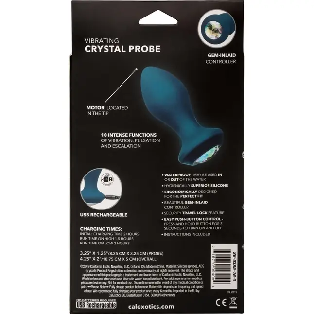 Бирюзовая анальная вибропробка с кристаллом Power Gem Vibrating Crystal Probe - 10,75 см - Power Gem. Фотография 10.
