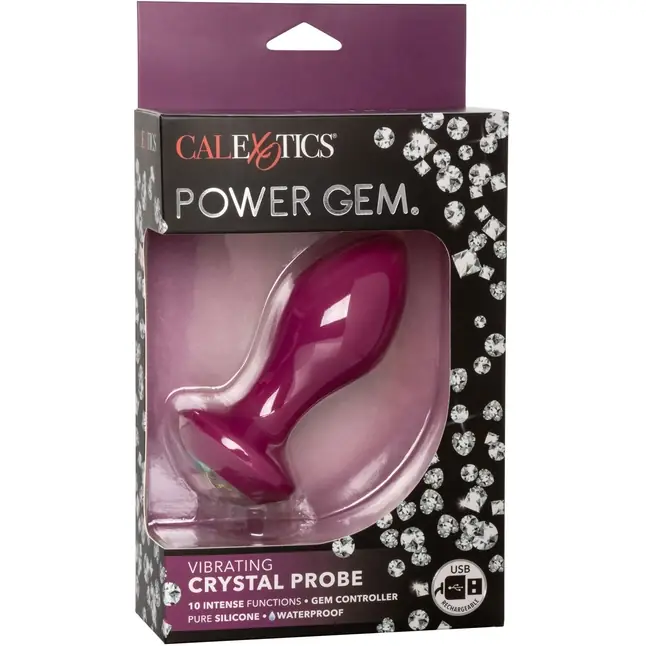 Фиолетовая анальная вибропробка с кристаллом Vibrating Crystal Probe - 10,75 см - Power Gem. Фотография 6.