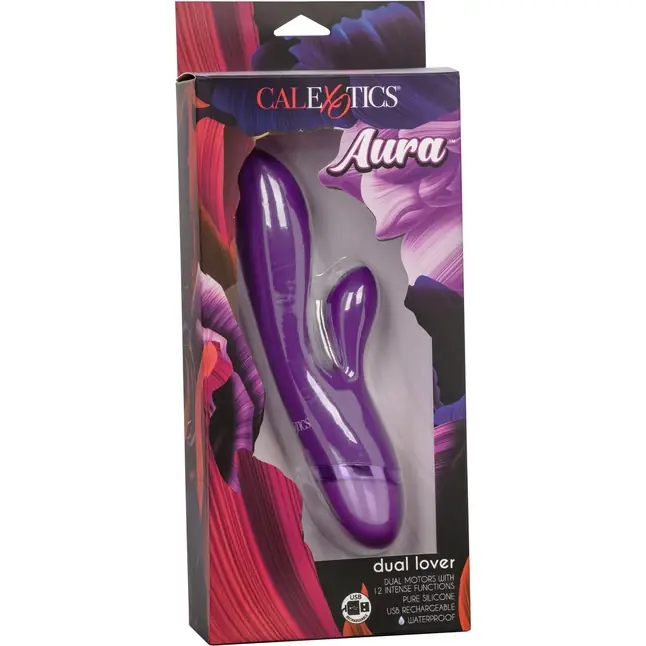 Фиолетовый вибромассажер-кролик Aura Dual Lover - 20,25 см - Aura. Фотография 11.