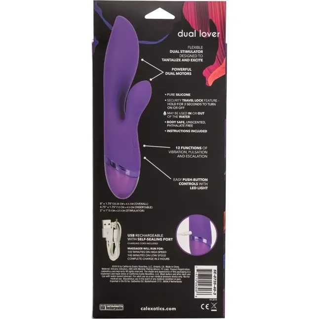 Фиолетовый вибромассажер-кролик Aura Dual Lover - 20,25 см - Aura. Фотография 10.