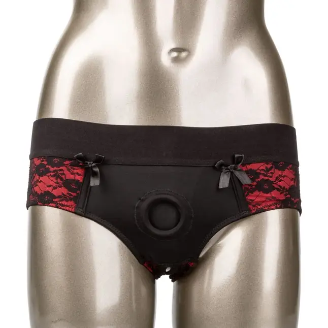 Трусики с доступом и съемной насадкой Crotchless Pegging Panty Set L/XL - Scandal. Фотография 2.