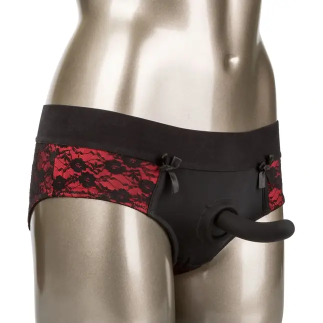 Трусики с доступом и съемной насадкой Crotchless Pegging Panty Set L/XL - Scandal