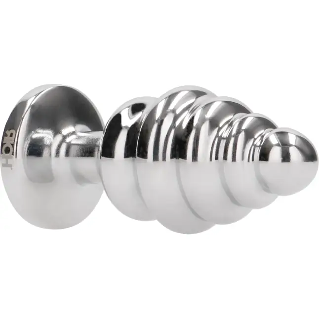 Серебристая анальная пробка с прозрачным кристаллом Ribbed Diamond Plug - 7,3 см - Rich. Фотография 8.