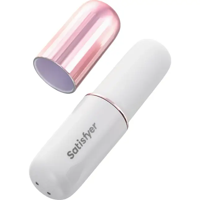 Бело-золотистая перезаряжаемая вибропулька Satisfyer Secret Affair. Фотография 5.