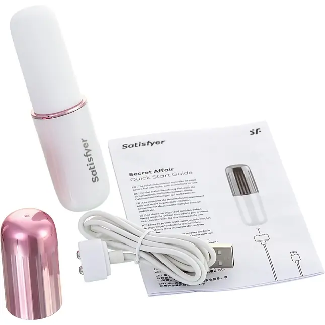 Бело-золотистая перезаряжаемая вибропулька Satisfyer Secret Affair. Фотография 9.