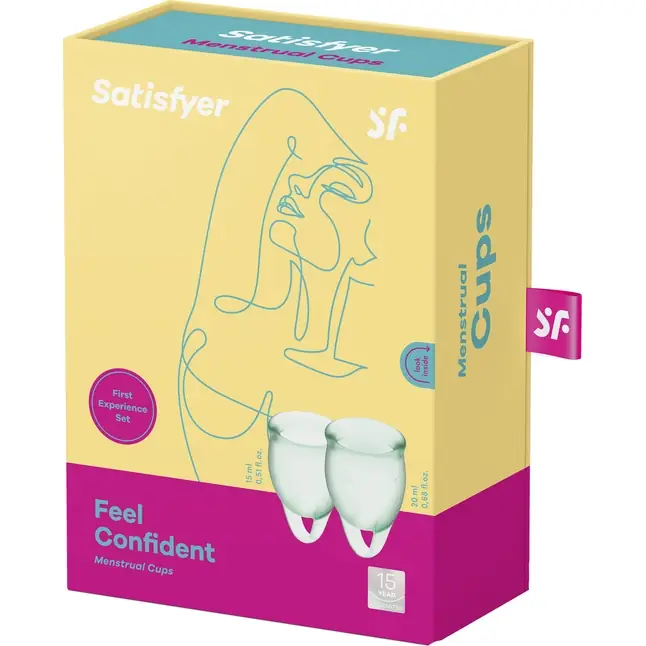 Набор зеленых менструальных чаш Feel confident Menstrual Cup. Фотография 4.