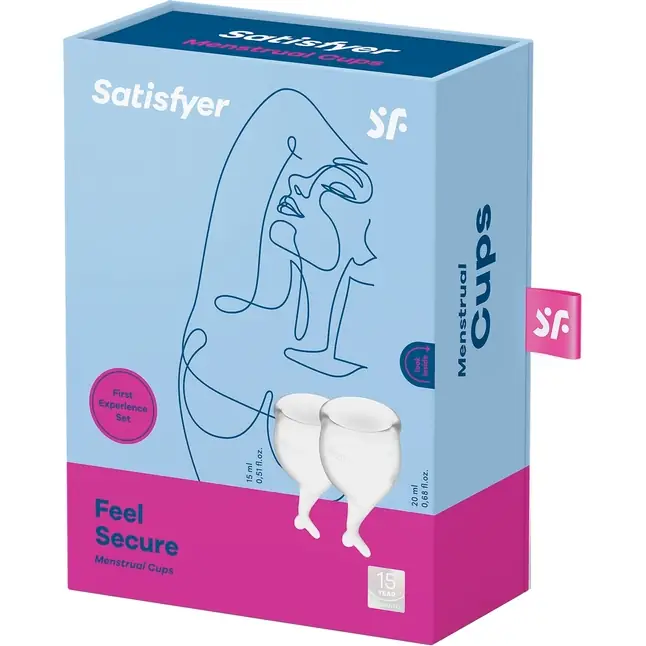 Набор прозрачных менструальных чаш Feel secure Menstrual Cup. Фотография 4.