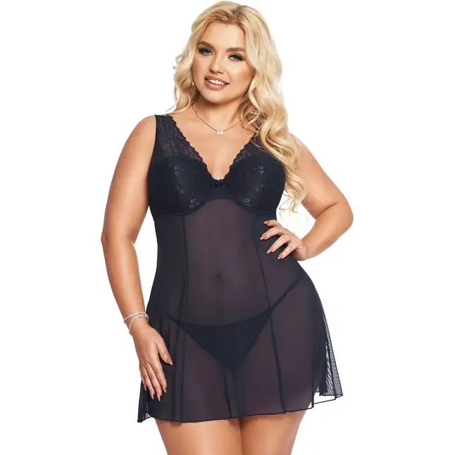 Полупрозрачная сорочка Berta - Plus size. Фотография 5.