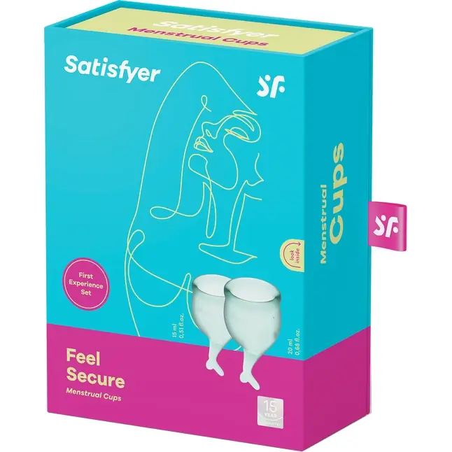 Набор темно-зеленых менструальных чаш Feel secure Menstrual Cup. Фотография 4.