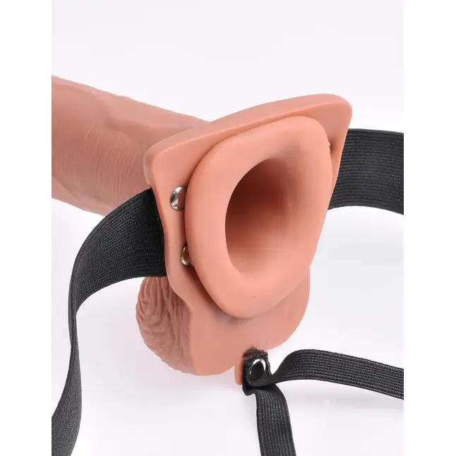 Кофейный перезаряжаемый фаллопротез 10 Hollow Strap-on with Remote - 21,6 см - Fetish Fantasy Series. Фотография 3.