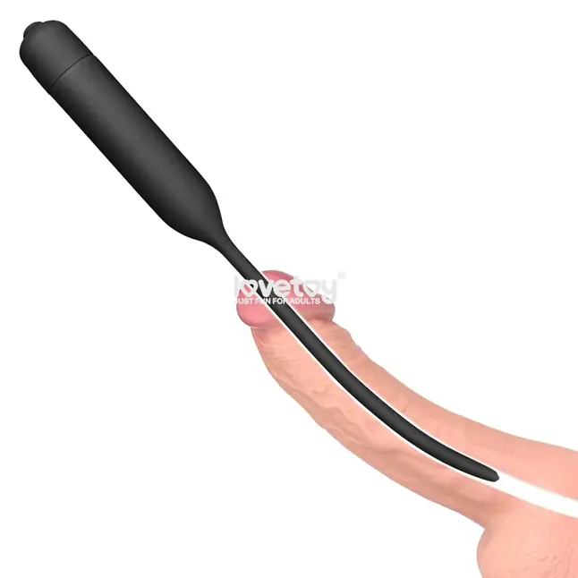 Черный уретральный виброплаг Silicone Vibrating Urethral Dilator - 21 см. Фотография 3.