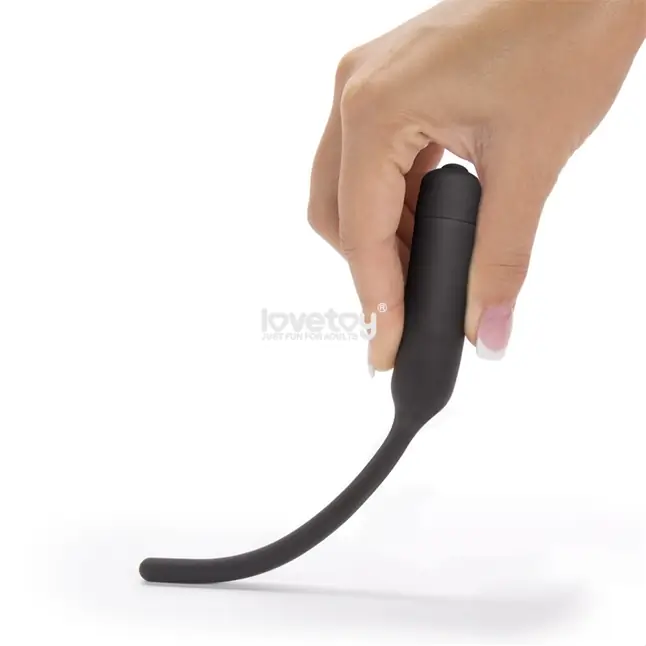 Черный уретральный виброплаг Silicone Vibrating Urethral Dilator - 21 см. Фотография 5.