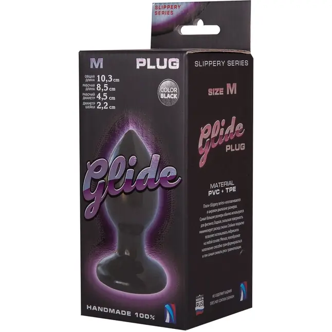 Черный анальный плаг Glide M - 10,3 см - GLIDE. Фотография 2.