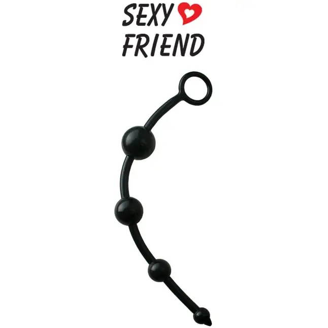 Черная анальная цепочка ANAL STIMULATOR MINI с колечком - 23 см - SEXY FRIEND