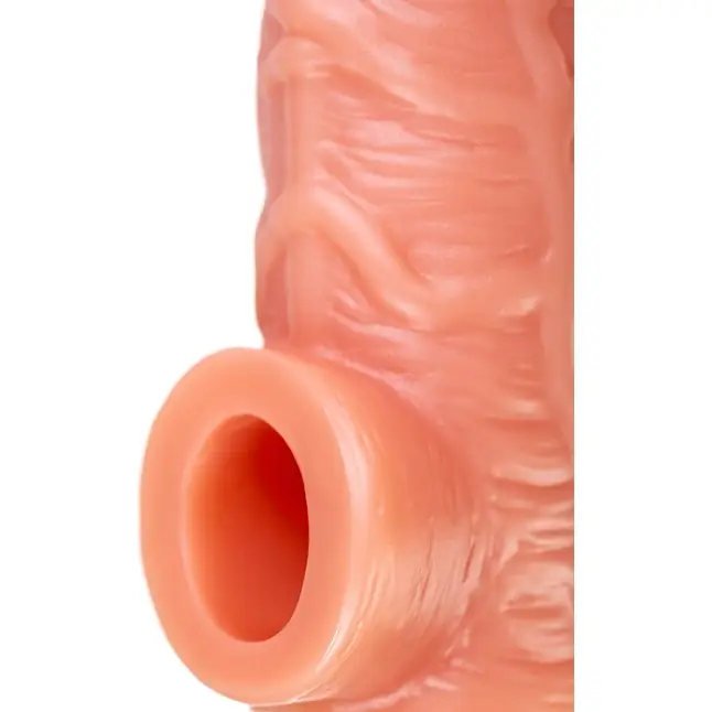 Телесная насадка на фаллос с отверстием для мошонки Cock Sleeve 001 Size L - 17,6 см. Фотография 7.