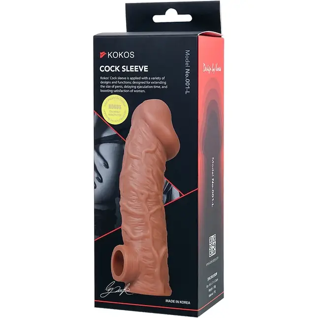 Телесная насадка на фаллос с отверстием для мошонки Cock Sleeve 001 Size L - 17,6 см. Фотография 8.