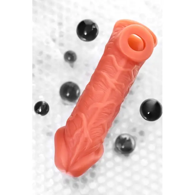 Телесная насадка на фаллос с отверстием для мошонки Cock Sleeve 001 Size L - 17,6 см. Фотография 10.