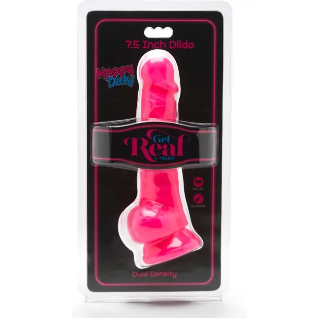Розовый фаллоимитатор Happy Dicks 7.5 with Balls - 19 см - Get Real. Фотография 2.