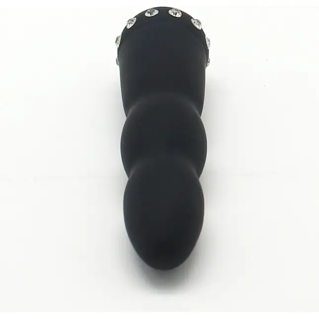 Черный вибратор WAVY WAND со стразами - 14 см. Фотография 6.