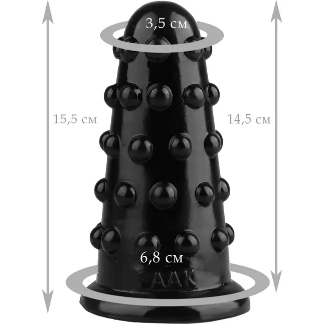 Черная анальная втулка с шипиками - 15,5 см - 101Х-XX - Фистинг, гиганты. Фотография 2.
