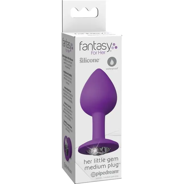 Фиолетовая анальная пробка со стразом Her Little Gem Medium Plug - 8,3 см - Fantasy For Her. Фотография 4.