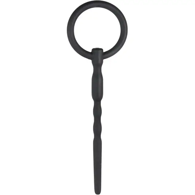 Черный уретральный плаг Silicone Penis Plug With Pull Ring - 13,5 см - Sinner Gear Unbendable