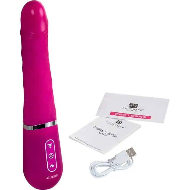 Розовый нереалистичный вибратор Ailighter Smart Telescopic Lover - 27,1 см. Фотография 5.